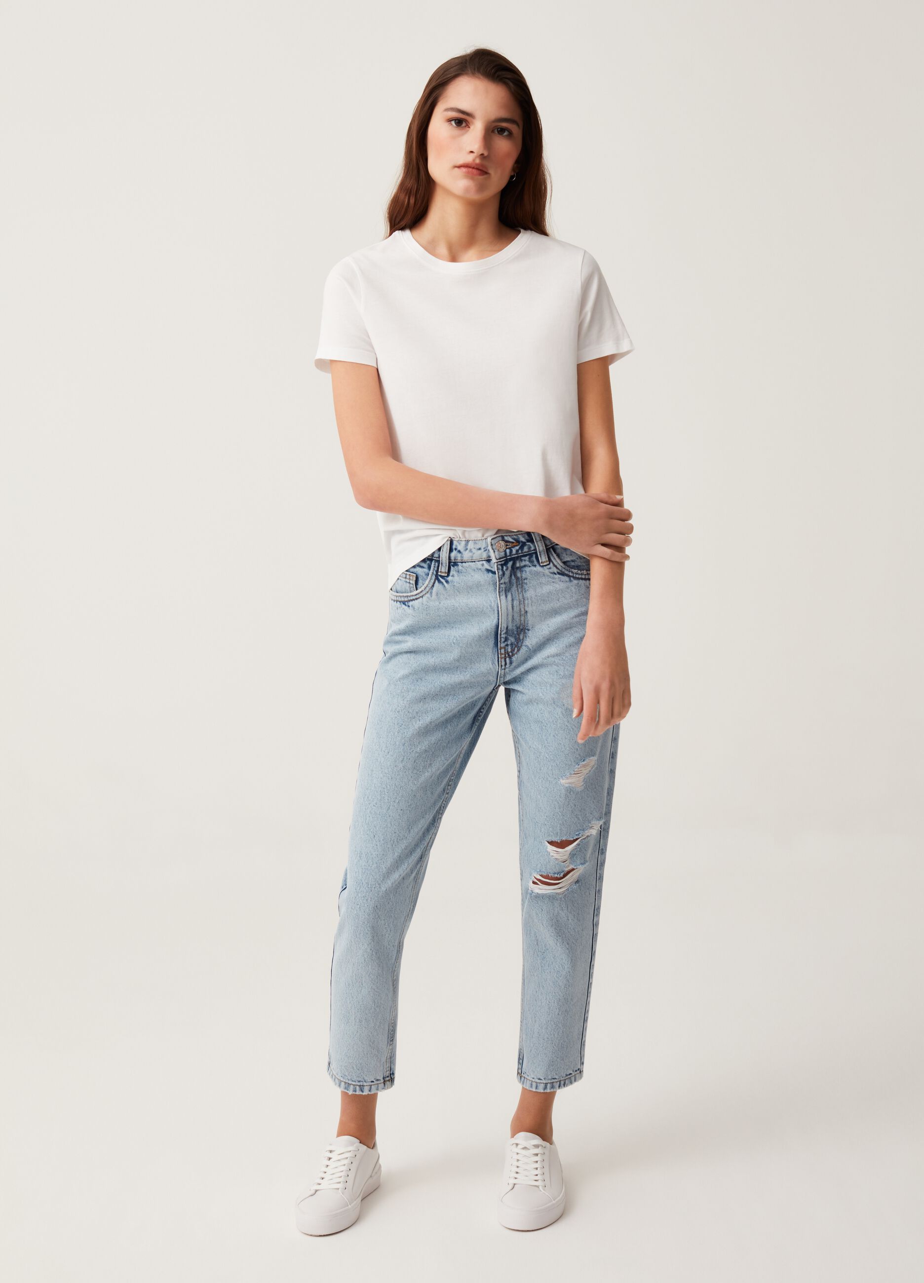 Cotton mum-fit jeans