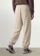 Beige cotton-blend joggers with cuffed hems and drawstring_4