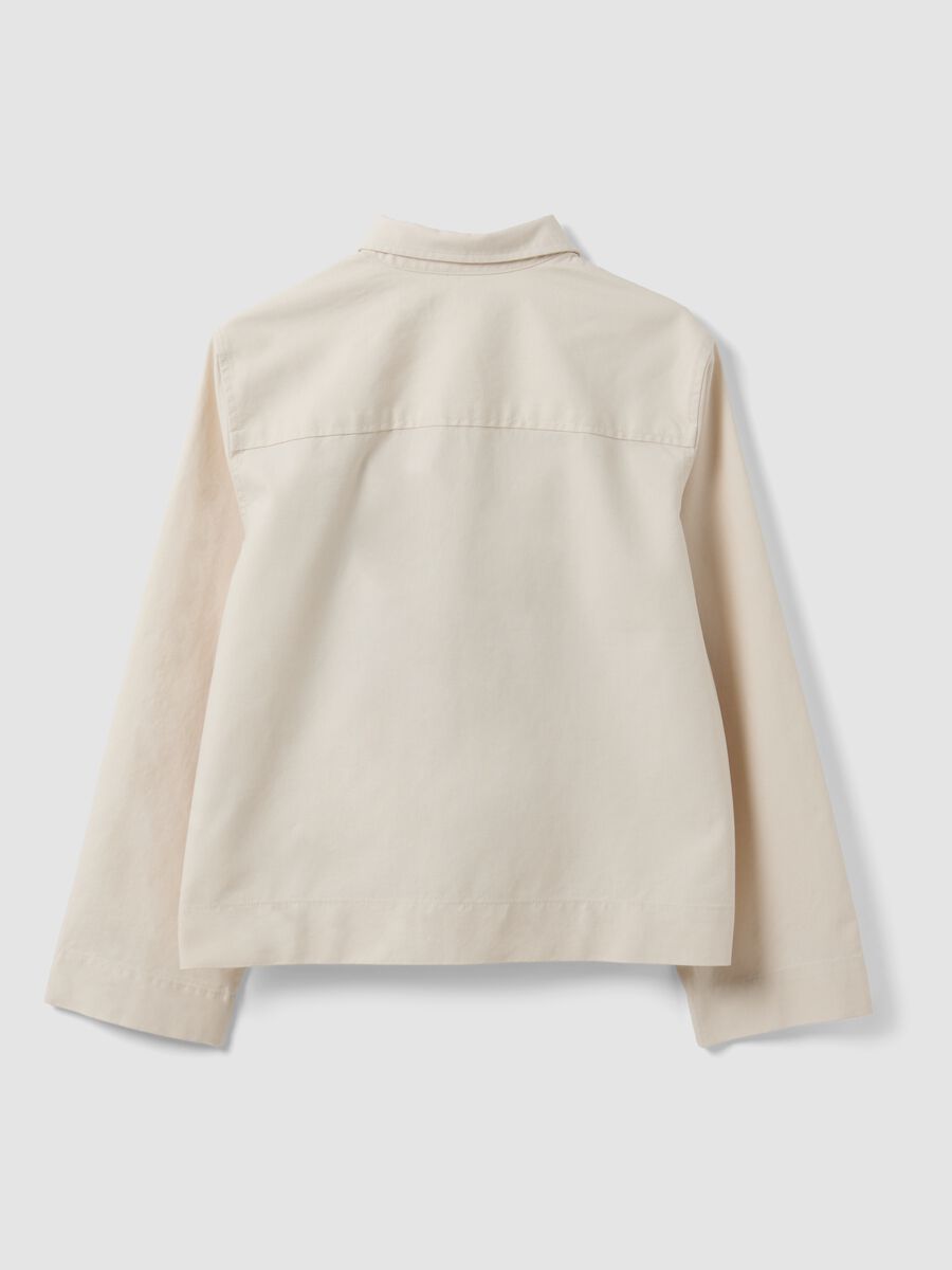 Blazer bianco in misto lino e lyocell con ricami a contrasto regular fit_2