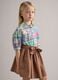 Brown pure cotton girls' skirt regular fit with bow_1