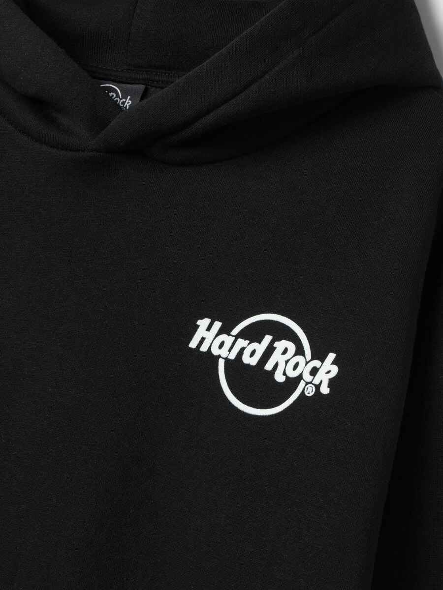 Felpa nera con cappuccio in misto cotone e stampa Hard Rock Cafe_1