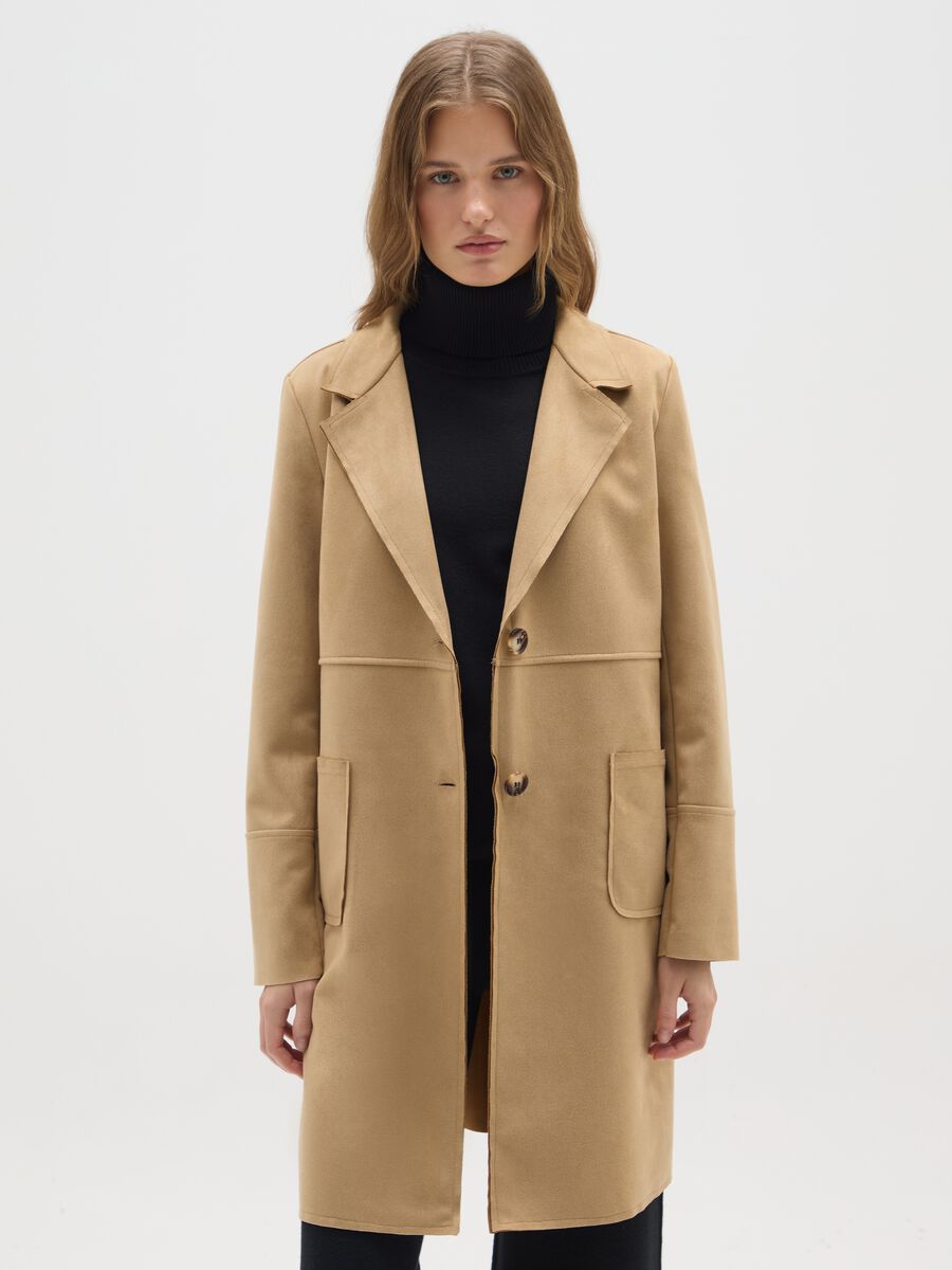 Cappotto beige regular fit con bottoni_0