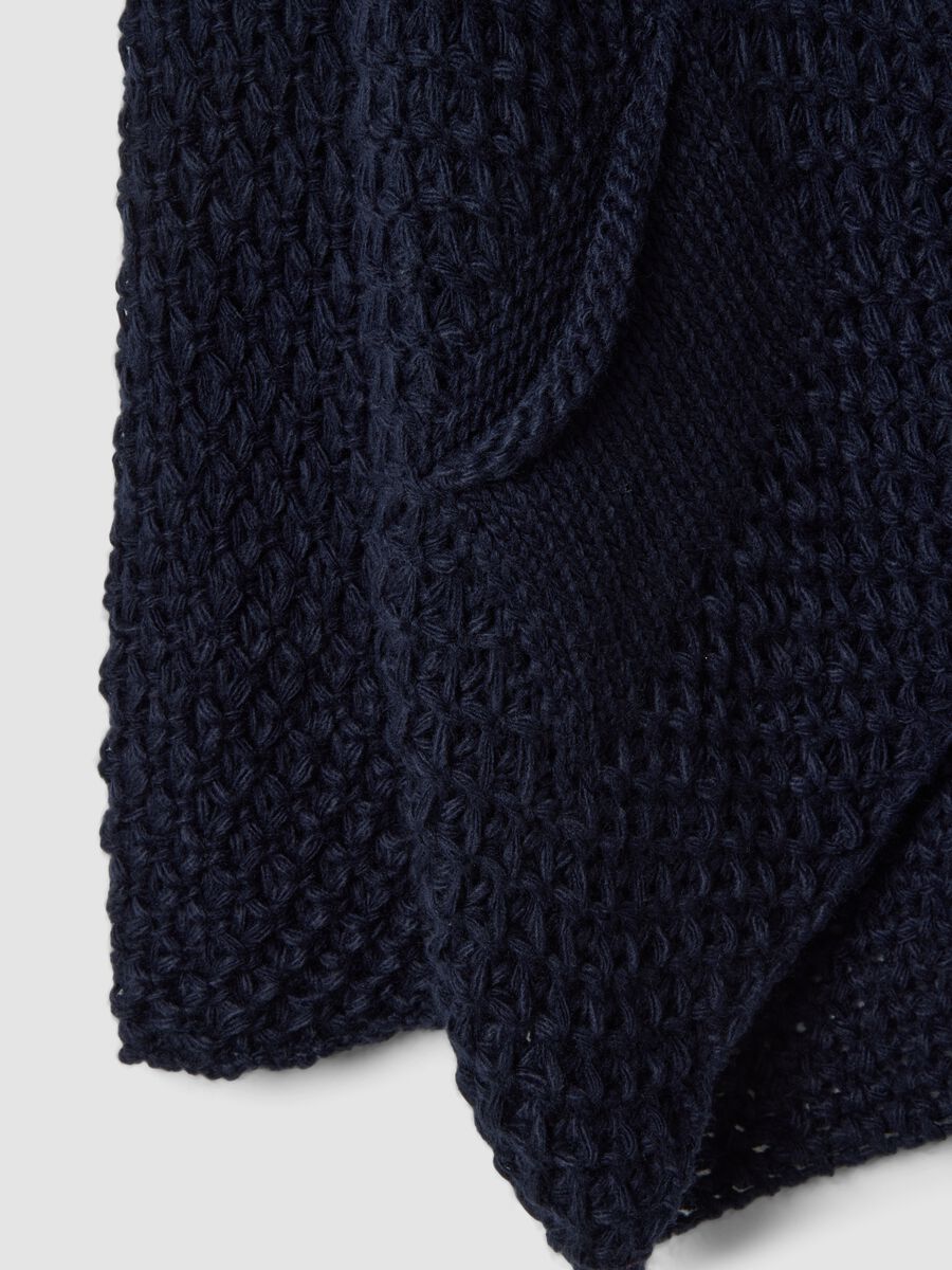 Cardigan blu regular fit a maglia intrecciata_5