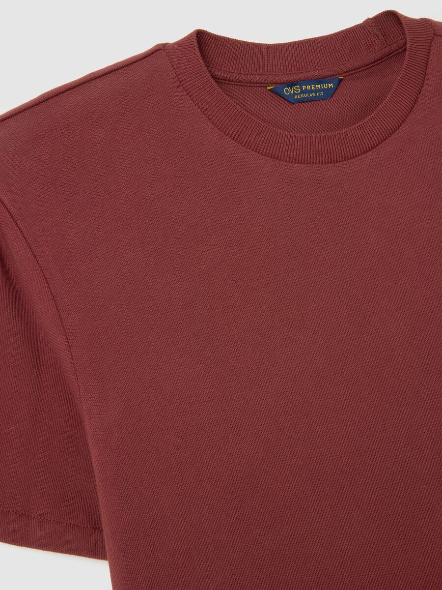 Red pure cotton regular fit T-shirt_5