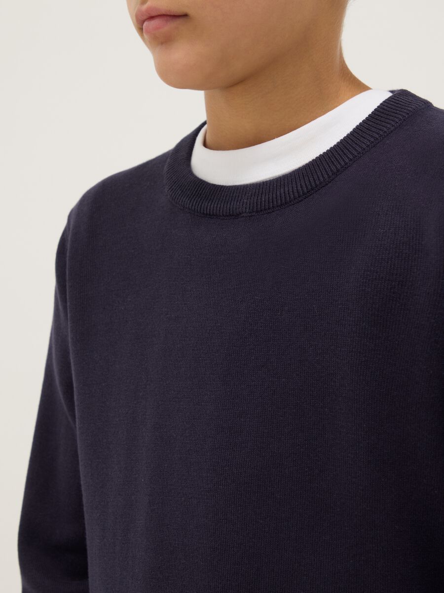Pullover in puro cotone blu regular fit per bambino_2