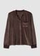 Brown stretch V-neck pyjama top_0