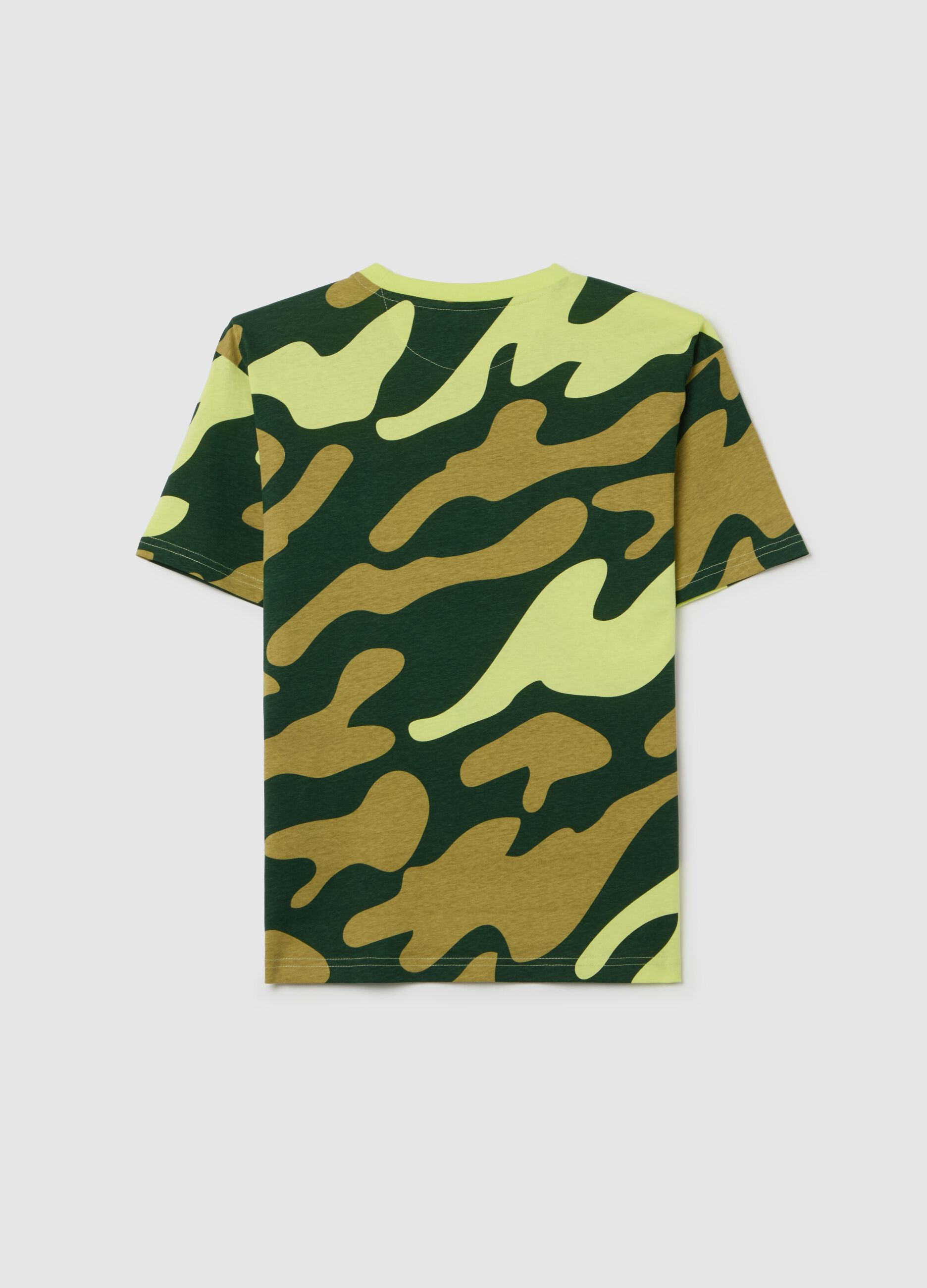 T-shirt in cotone camouflage con stampa logo