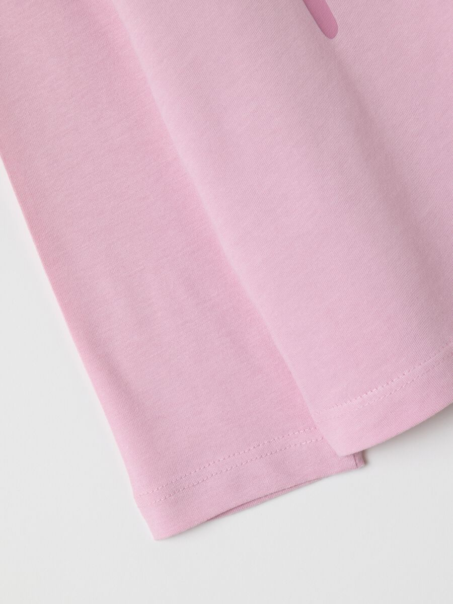 Girls' pink pure cotton T-shirt with print_3