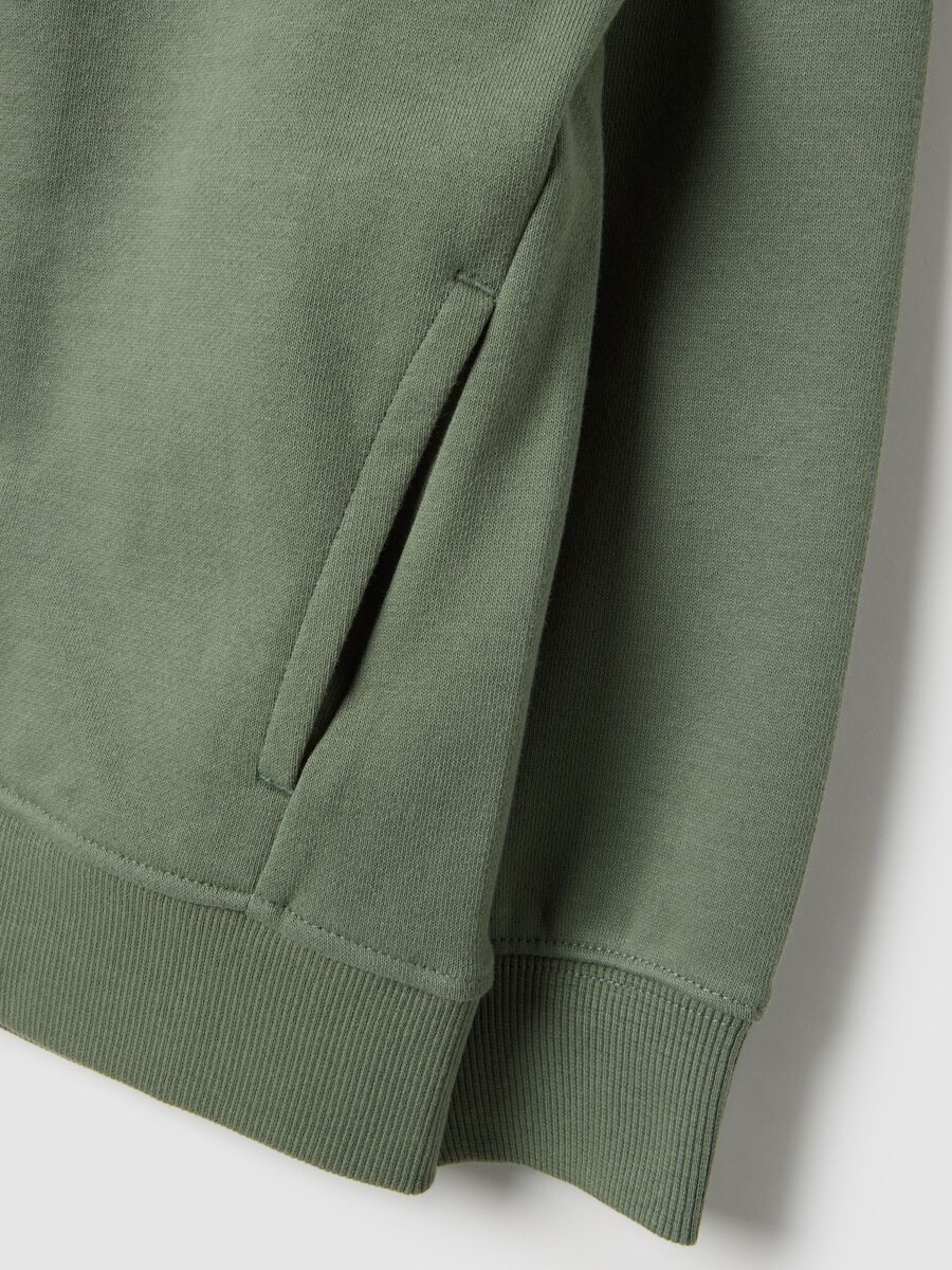 Green hooded sweatshirt with zip for kids in pure cotton regular fit_3