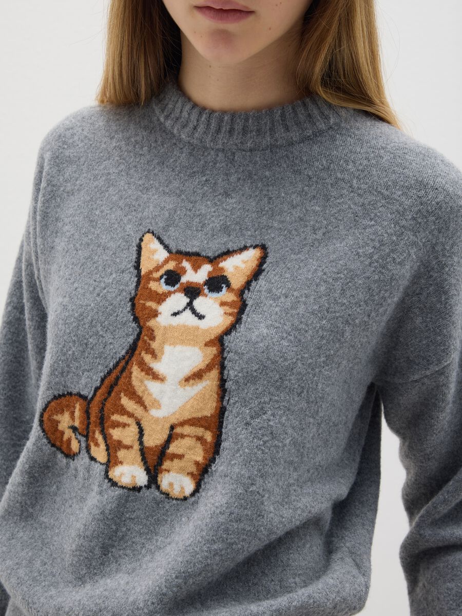 Grey regular fit jumper with print_3