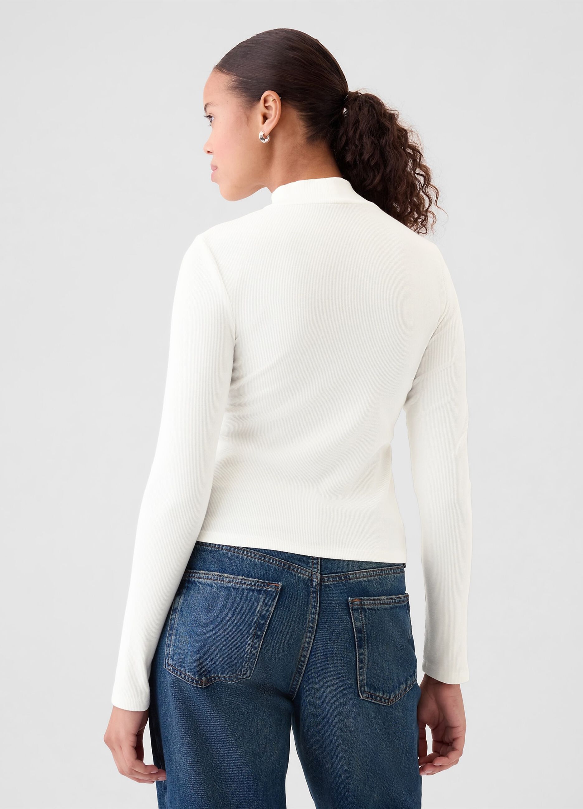 Ribbed T-shirt in stretch modal and cotton