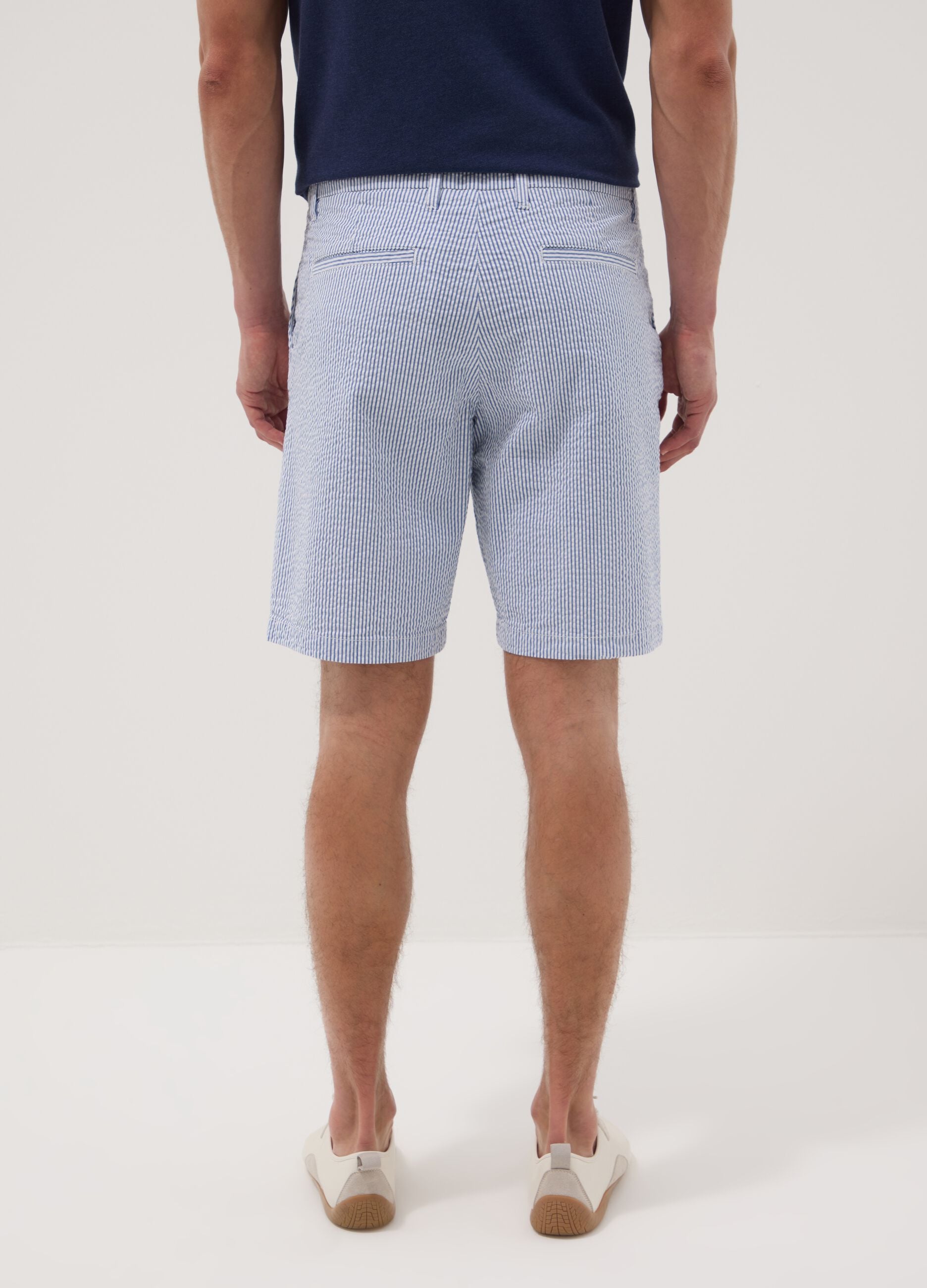 Light blue stretch cotton chino shorts