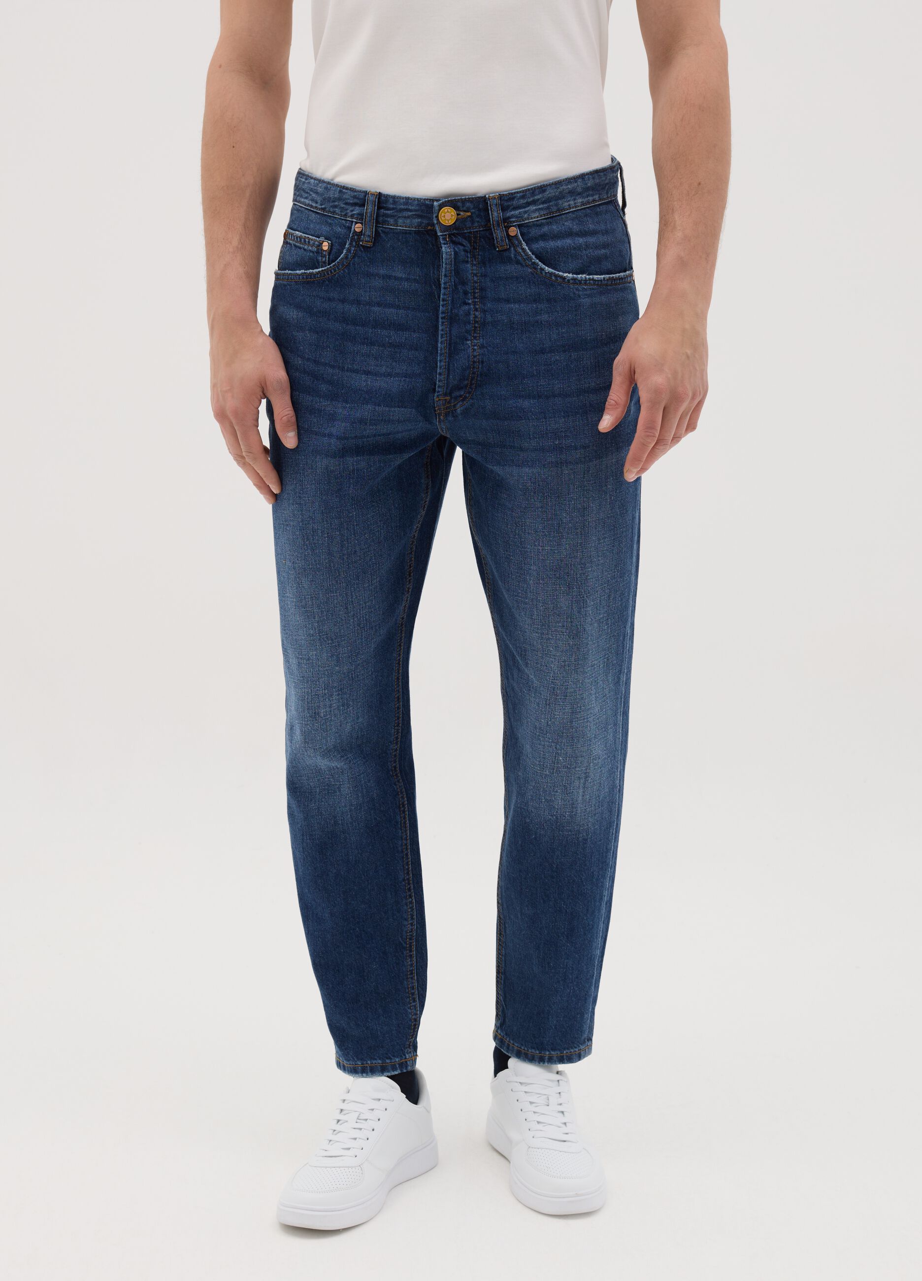 Jeans da uomo in denim blu regular fit