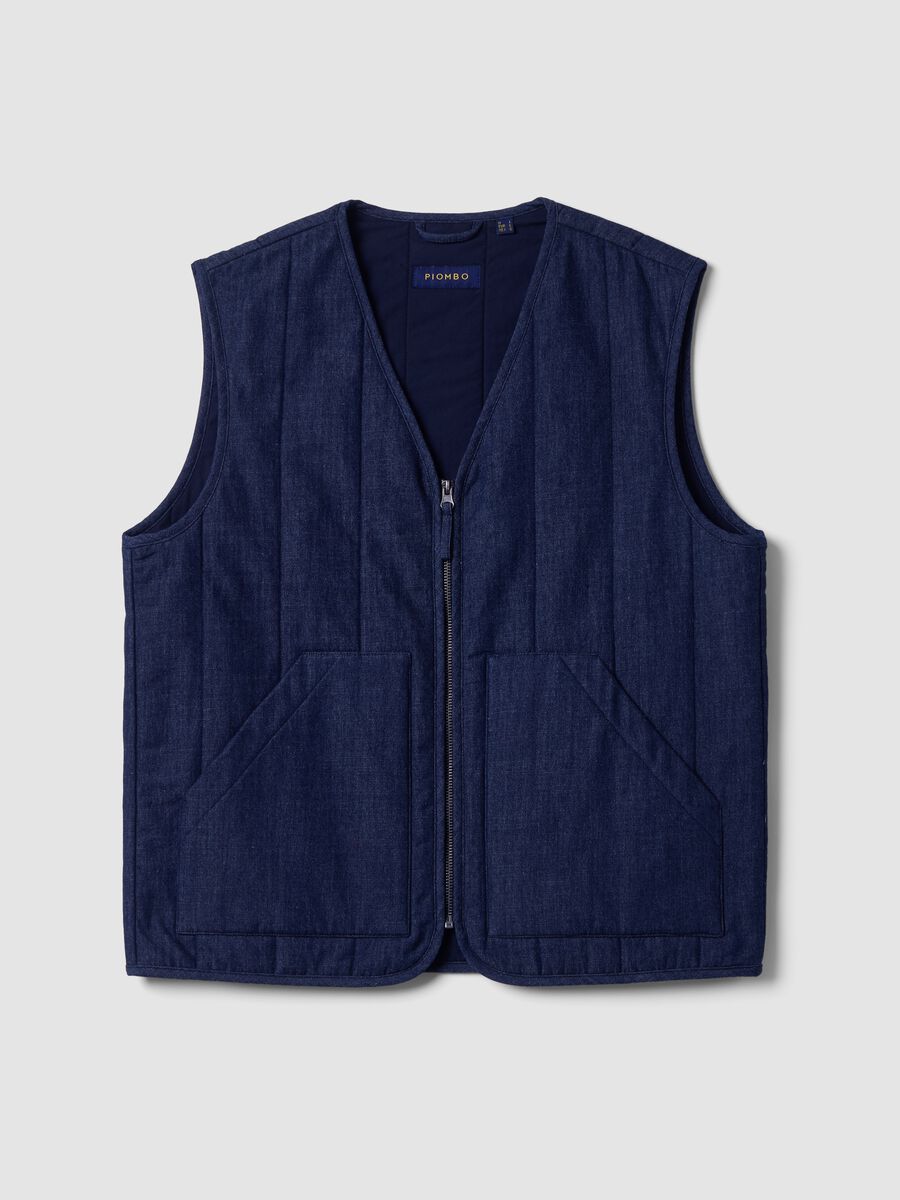 Blue gilet in a cotton, lyocell and viscose blend_4