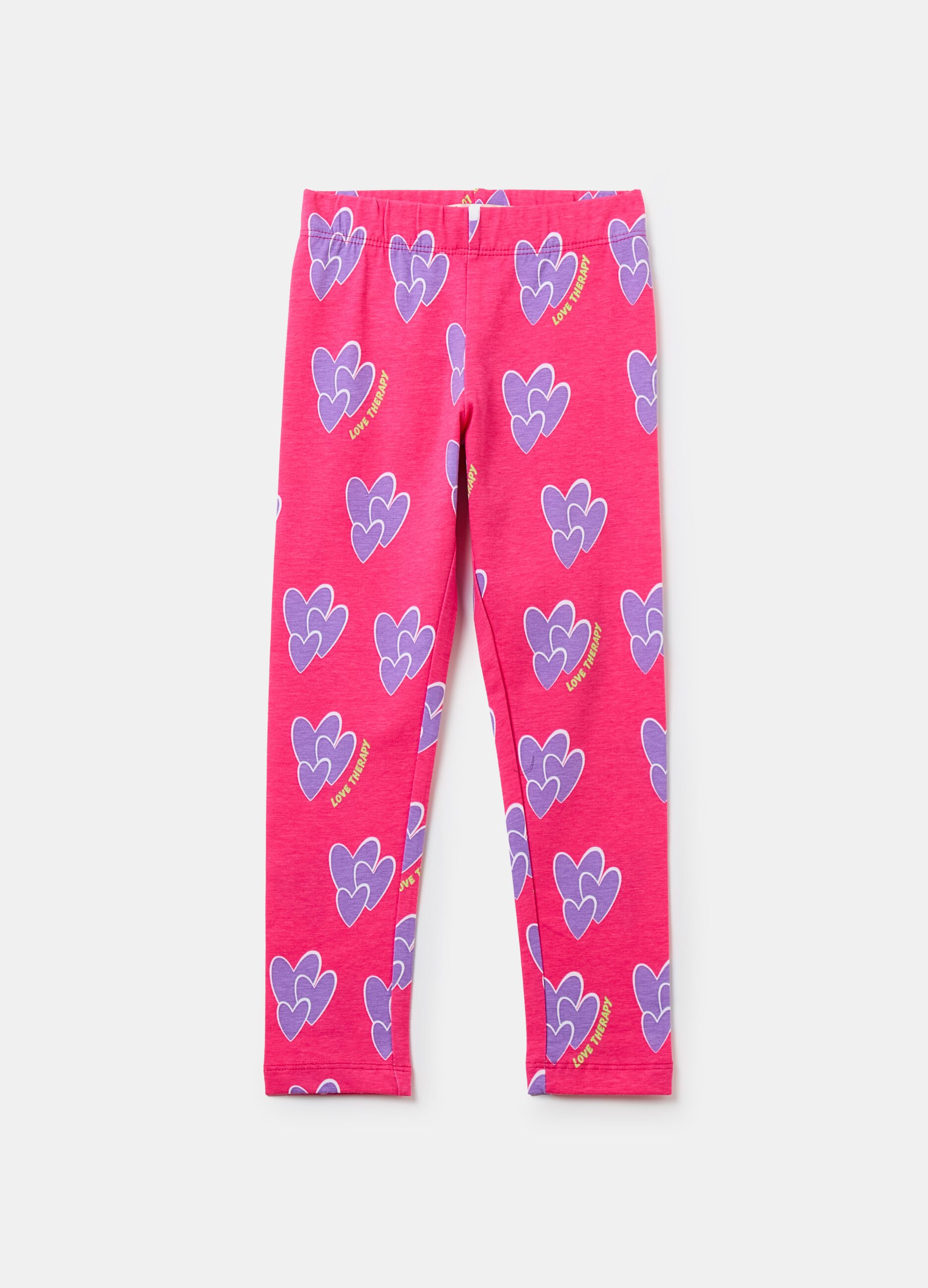Leggings con stampa cuori all-over