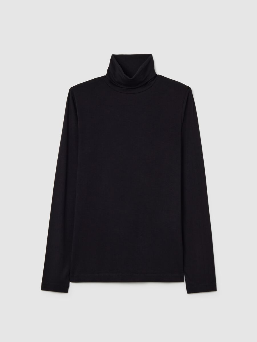 Maglia a collo alto nera regular fit_4