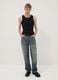 Black ribbed stretch-cotton fitted tank top_1