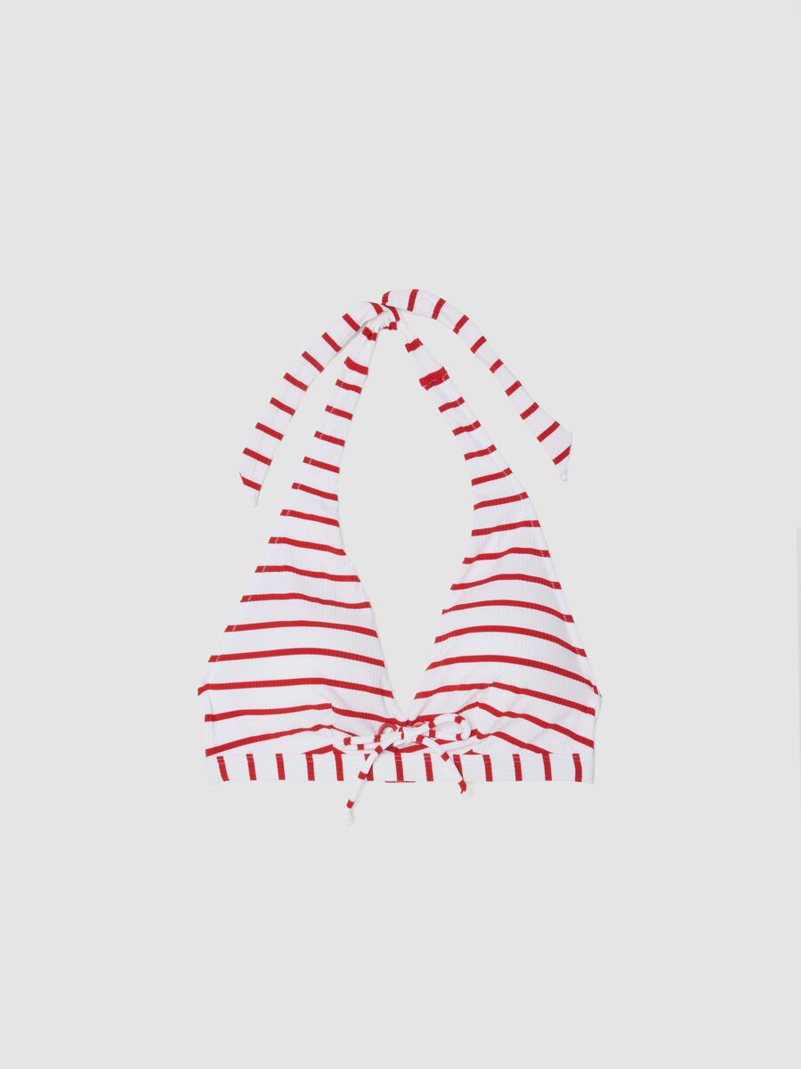 Top bikini triangolo bianco in tessuto elasticizzato_0
