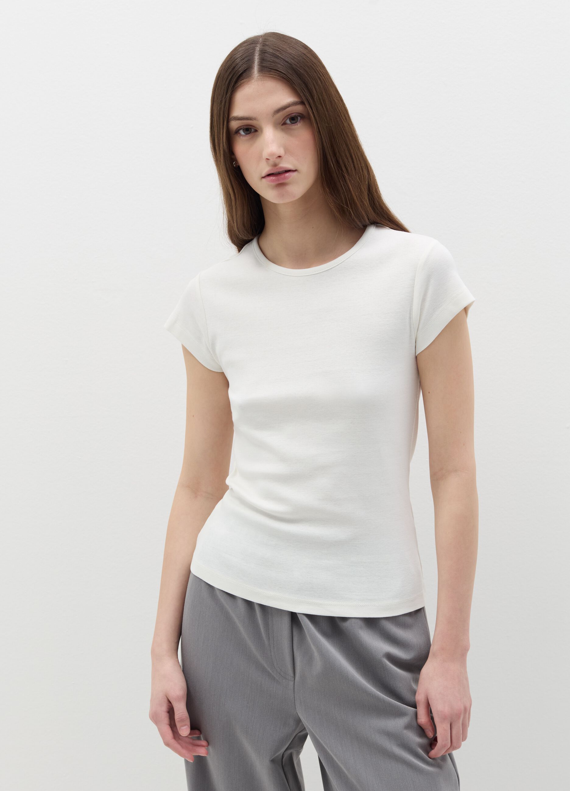 Solid colour cotton T-shirt