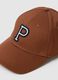 Brown pure cotton cap with adjustable visor and embroidered P_2