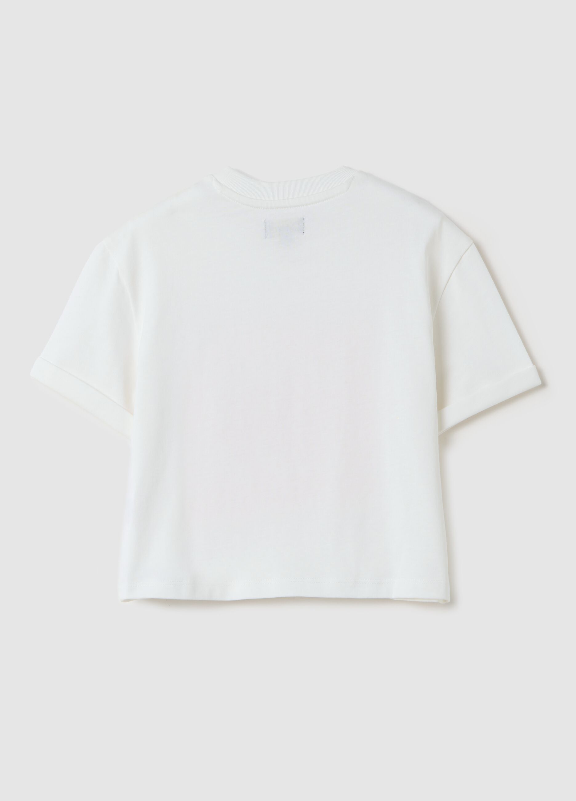 White short-sleeved T-shirt in 100% cotton