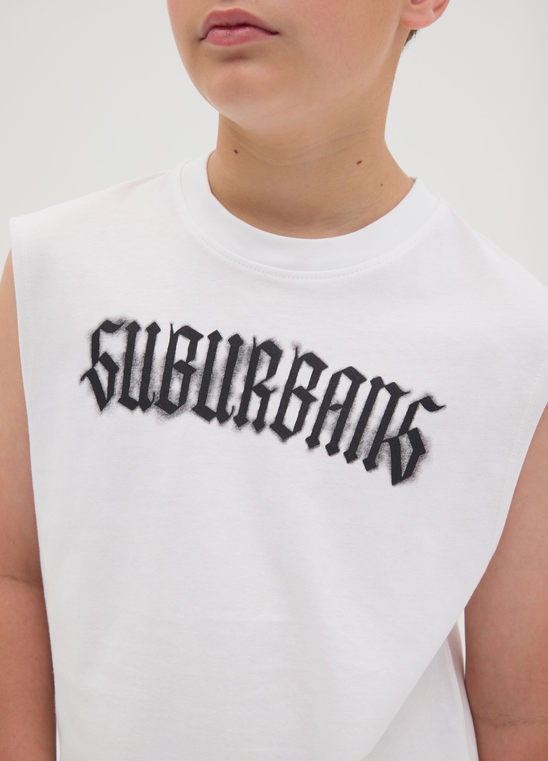 Pure cotton white regular fit children's T-shirt