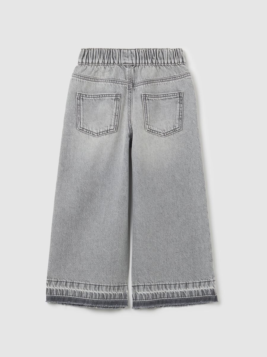 Jeans da bambina in puro cotone grigio wide leg_1