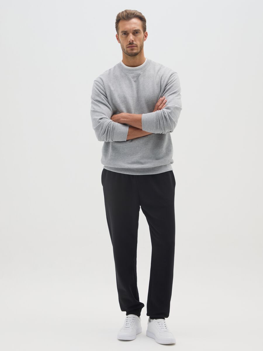 Black cotton blend joggers, regular fit_0