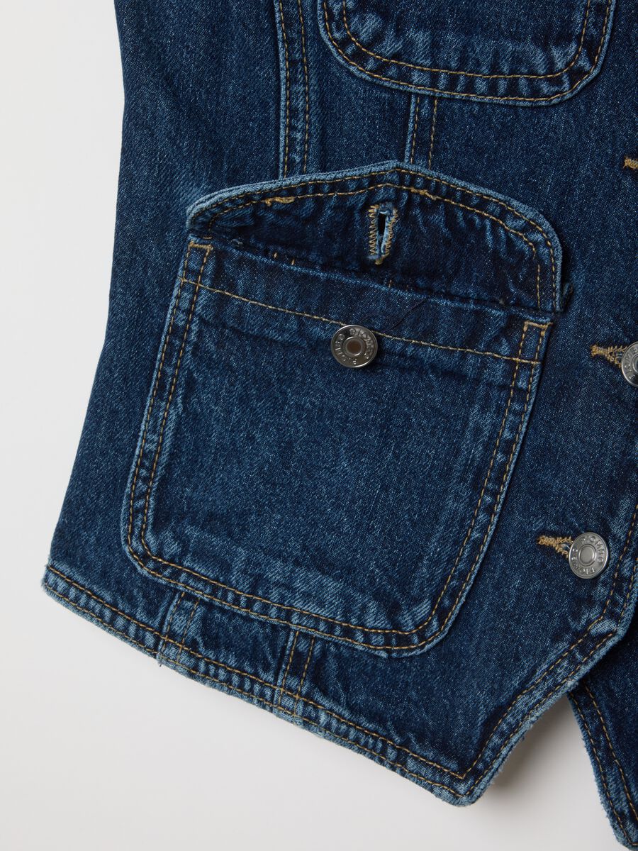 Slim fit pure cotton denim waistcoat_1