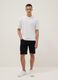 Black slim-fit stretch cotton denim Bermuda shorts_0