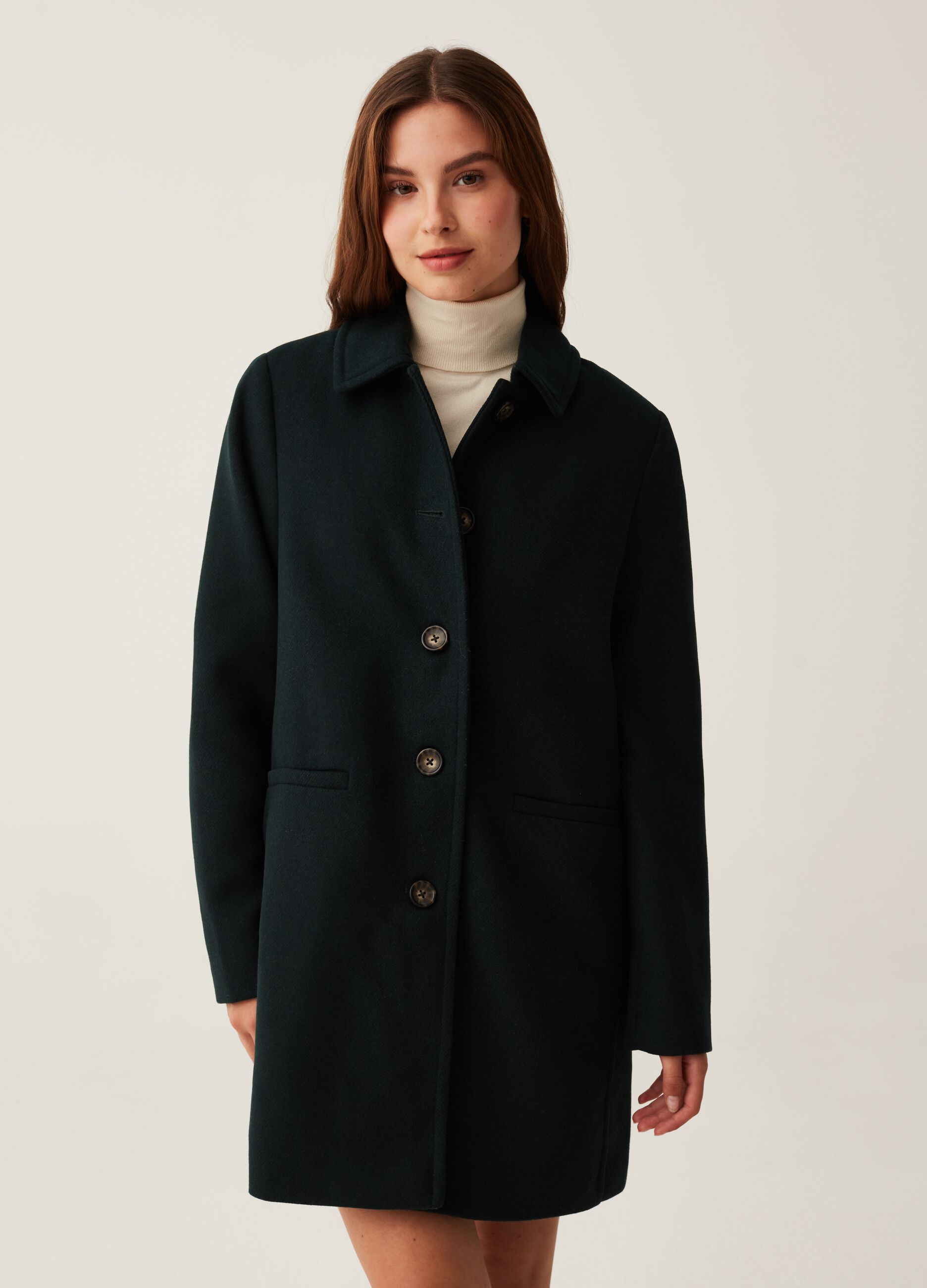 Cappotto monopetto con colletto