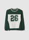 Green 100% cotton sweatshirt with contrast crew neck_0