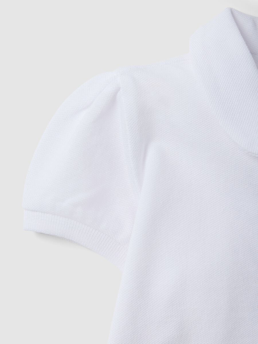 Polo in puro cotone bianca da bimba regular fit con volant_2