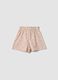 Girls' beige pure cotton shorts with floral print_1