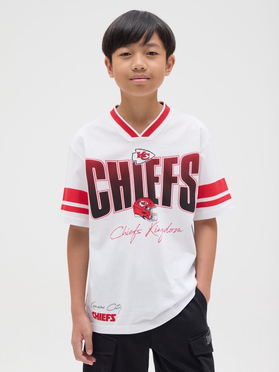 T-shirt bianca e rossa Kansas City Chiefs in cotone_0