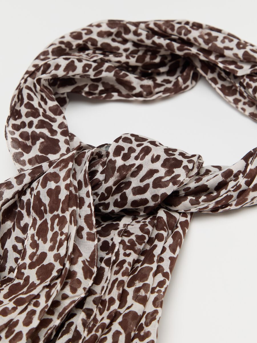 Fringed scarf in beige cotton_1