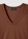 Short-sleeve brown pure cotton T-shirt, regular fit, deep V-neck_5