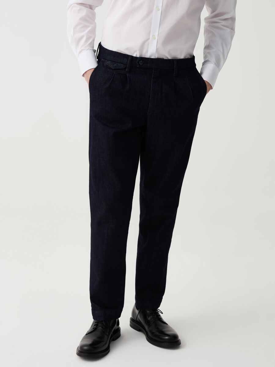 Pantalone chino comfort fit in denim B.ST 1957_1