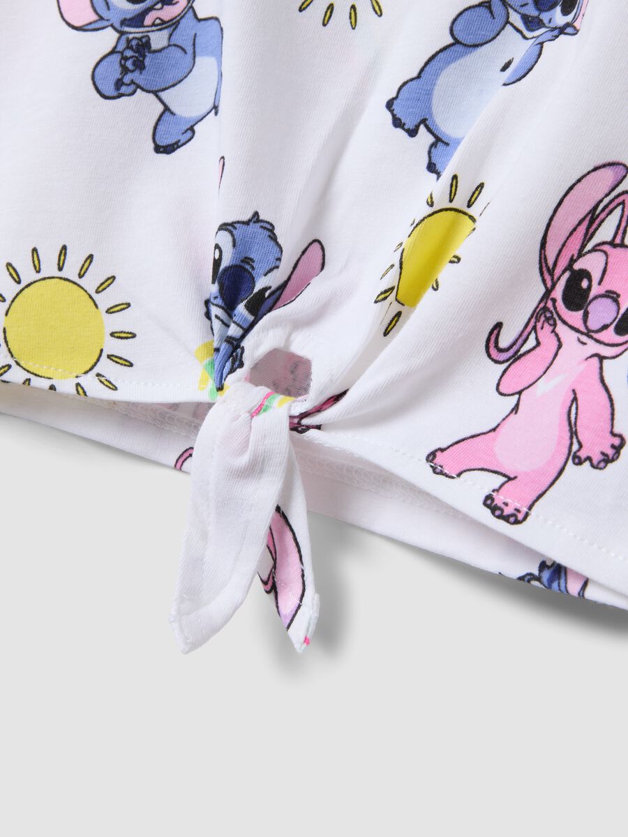 Girls&rsquo; white stretch cotton T-shirt with Stitch print_2