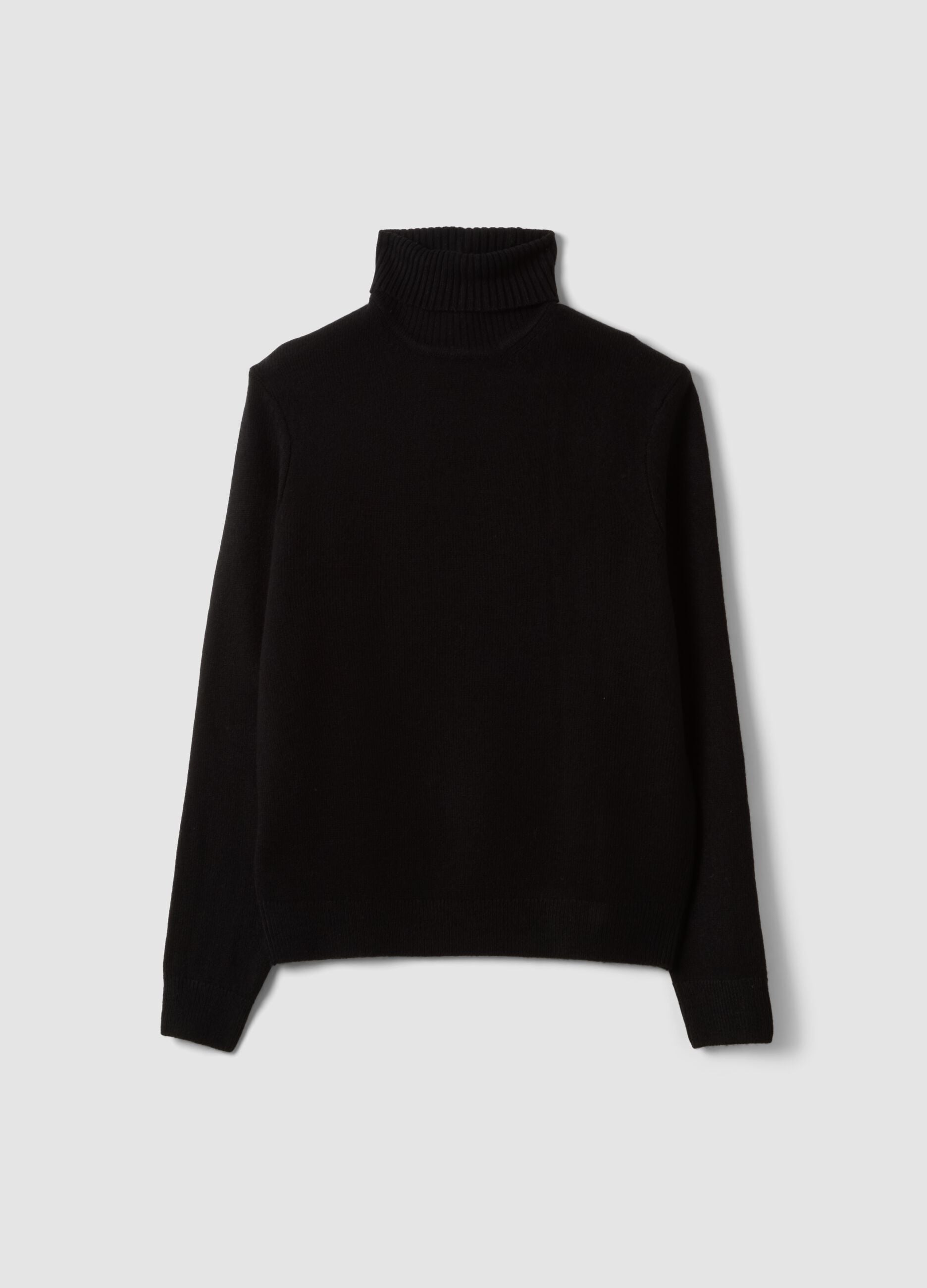 Maglia nera a dolcevita regular fit in jersey knit