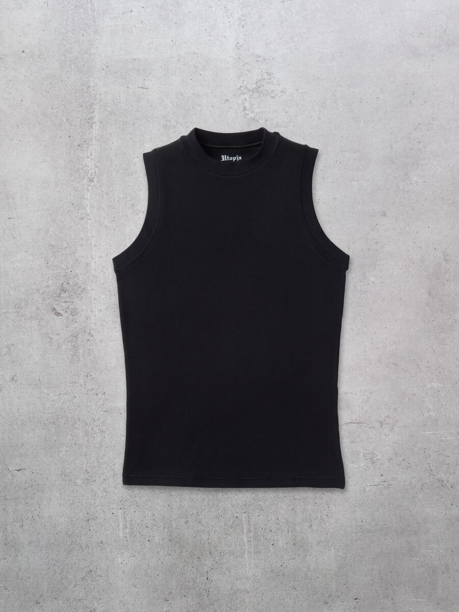 Mock Neck Tank Top Black_5
