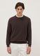 Brown crew neck sweater in pure cotton regular fit_0