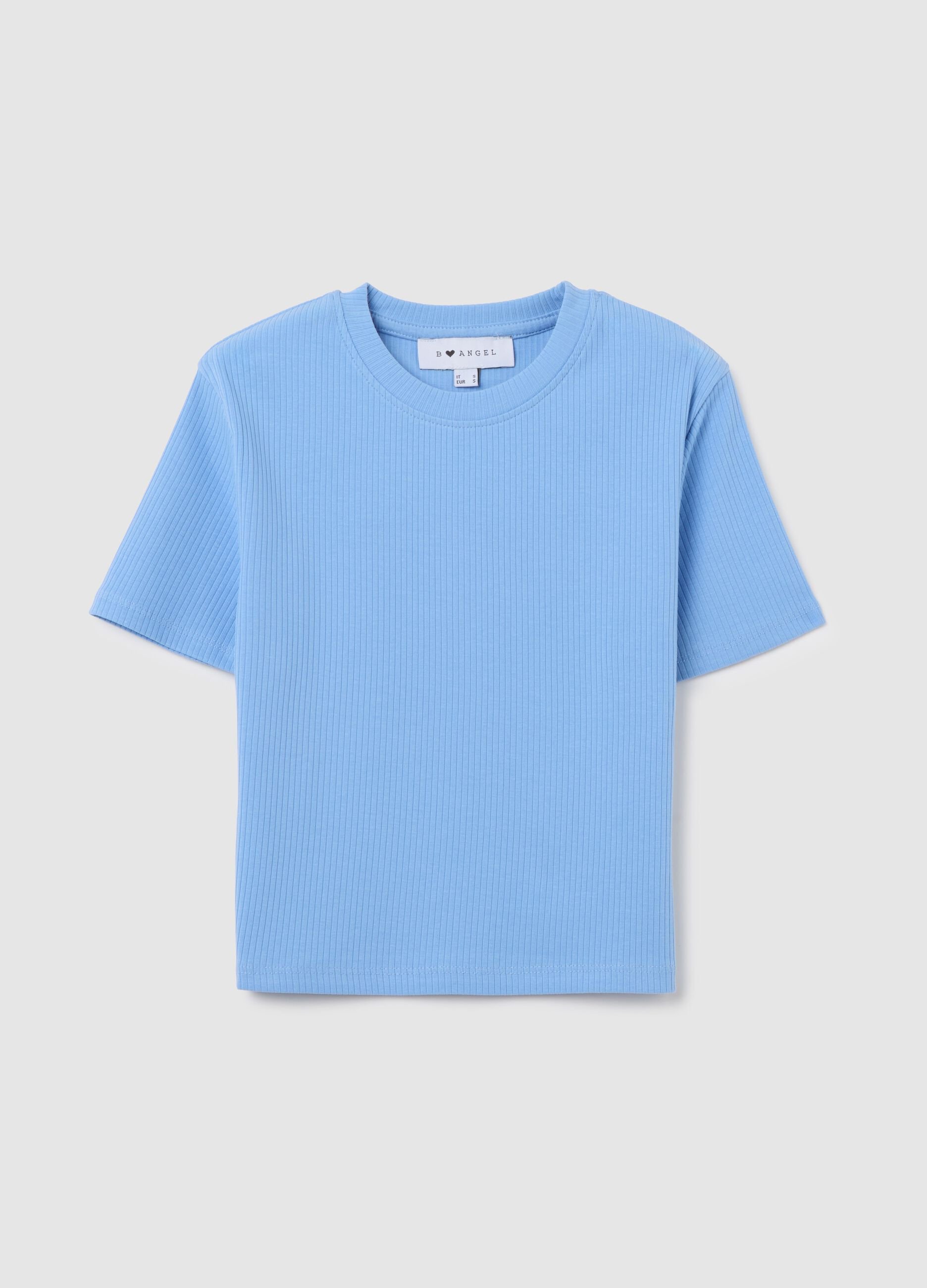 Women’s light blue fitted T-shirt in stretch cotton