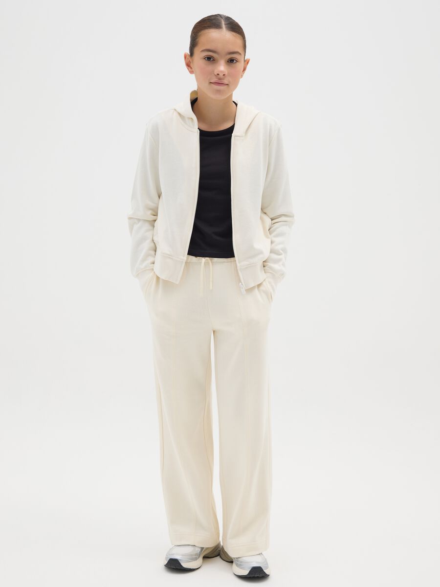 Pantaloni da ragazza in puro cotone beige regular fit_0