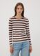 T-shirt bianca a righe in puro cotone con girocollo_2