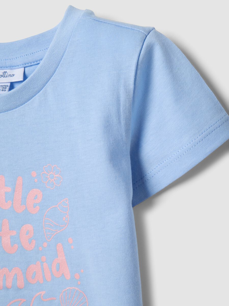 Girls&rsquo; light blue pure organic cotton T-shirt with seaside print_3