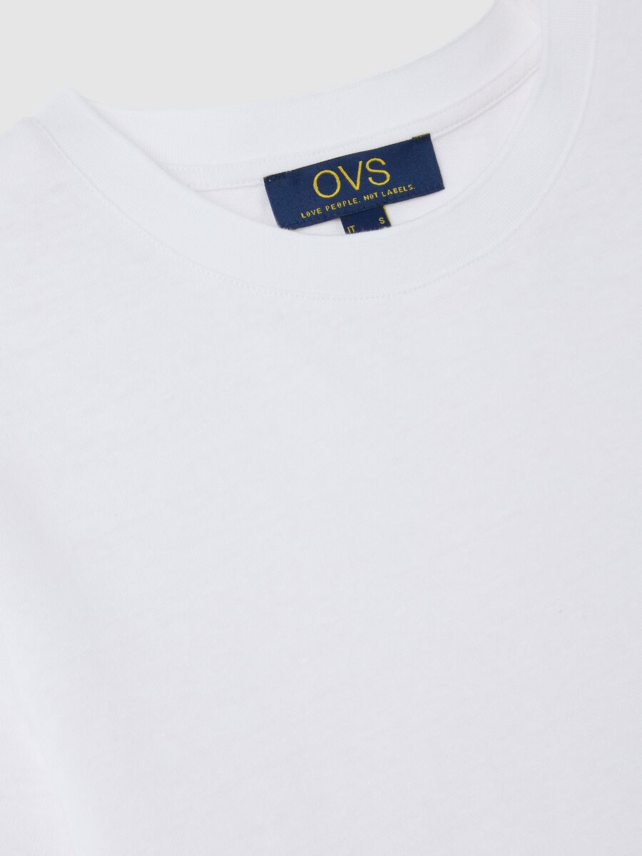 White T-shirt in cotton and linen_5