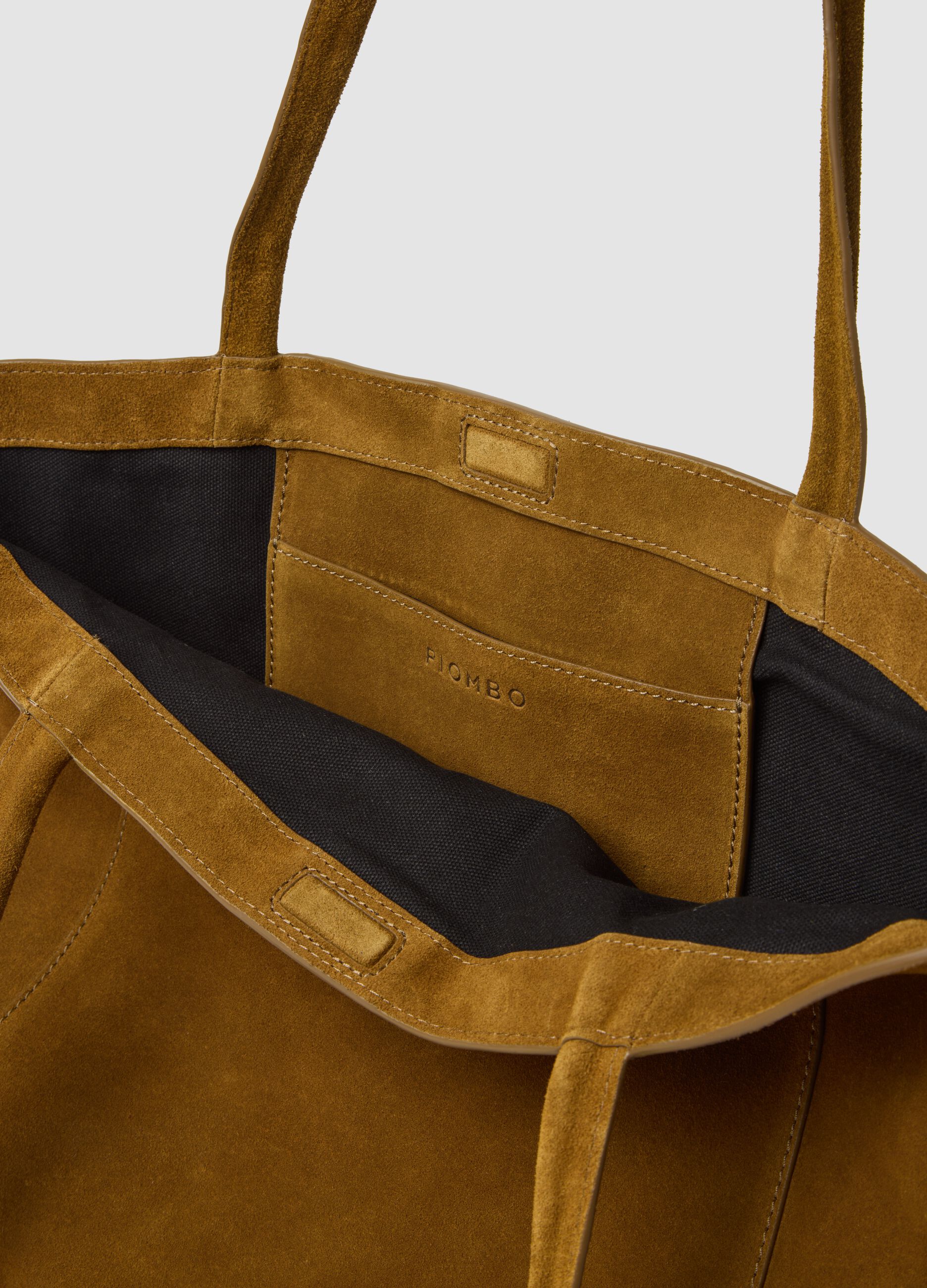 Borsa marrone in vera pelle con doppi manici