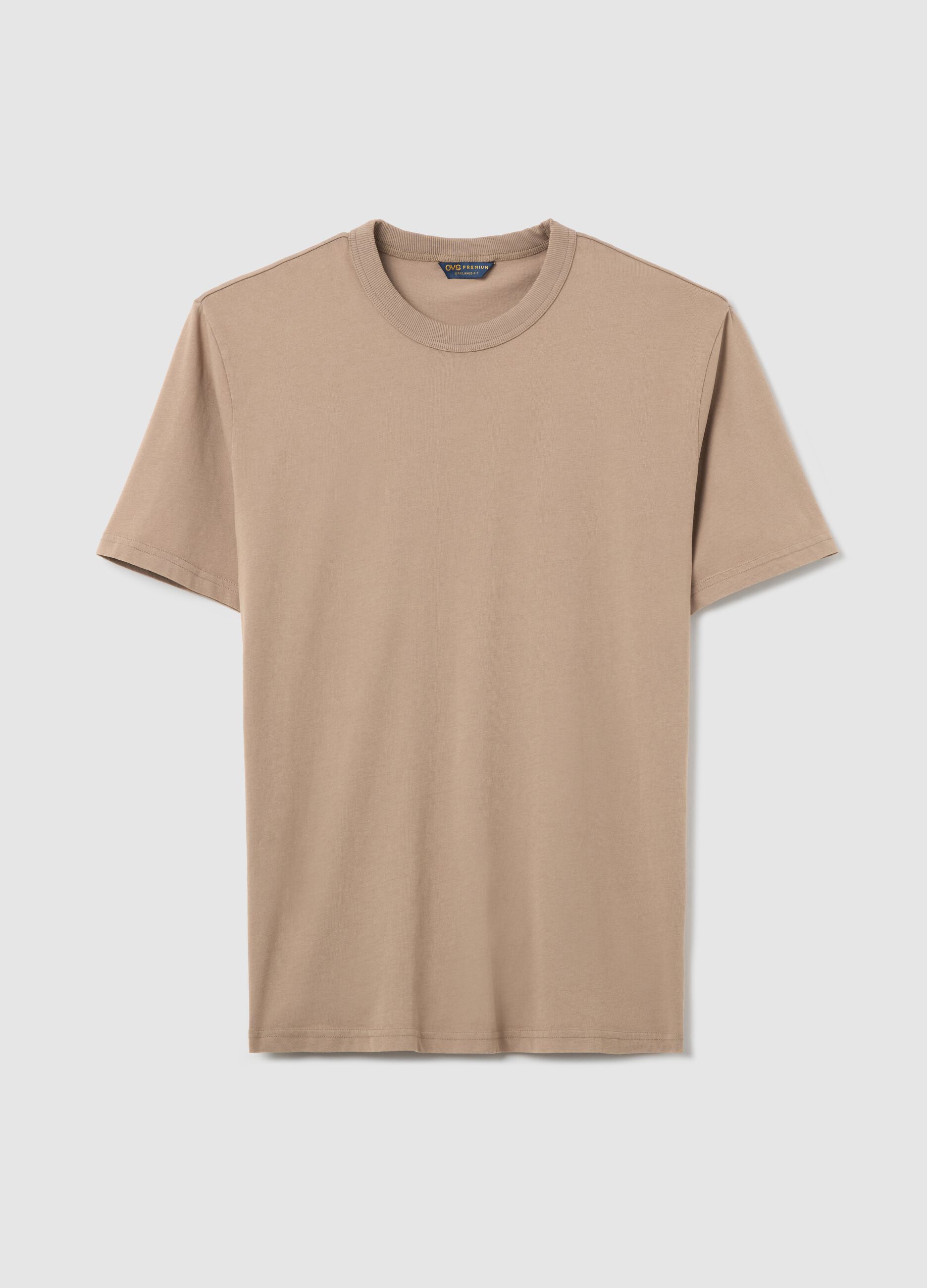 Men's Beige Cotton T-shirt