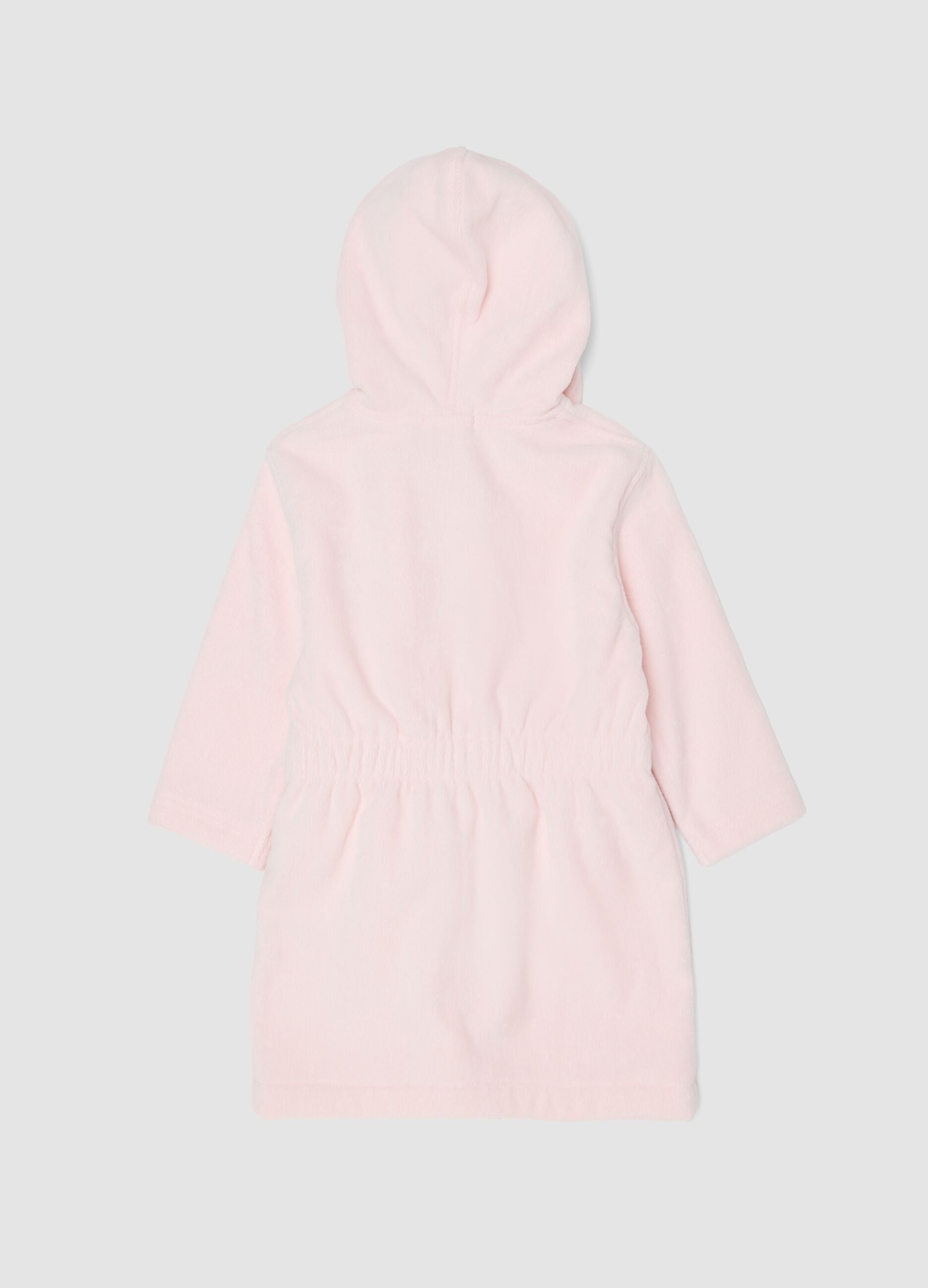 Pink organic cotton hooded bathrobe for baby girls and toddlers